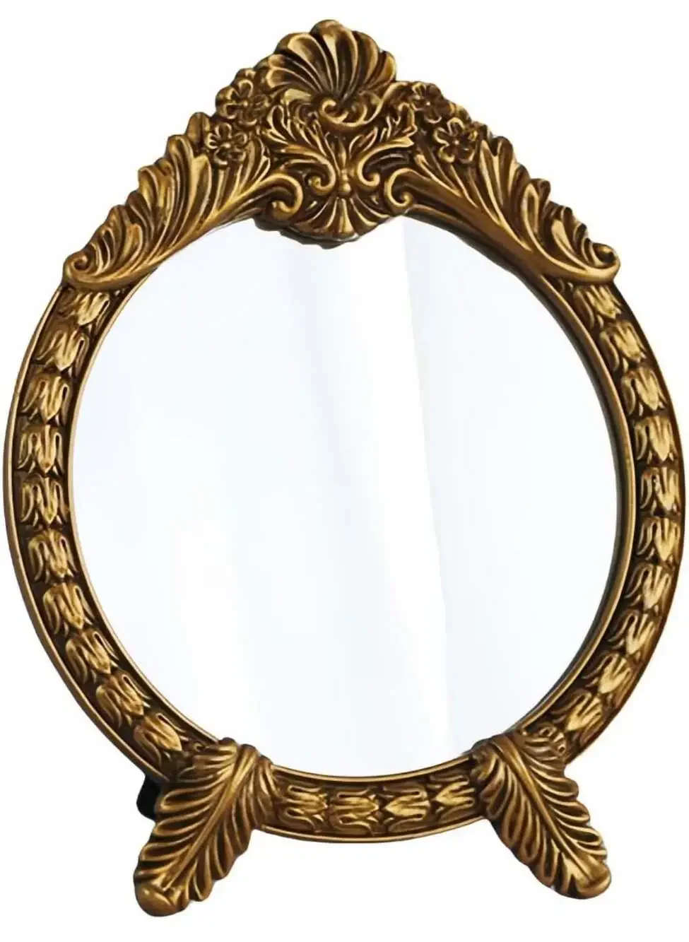 HSDDHOME Small Vintage Round Gold Vanity Mirror – 9.5